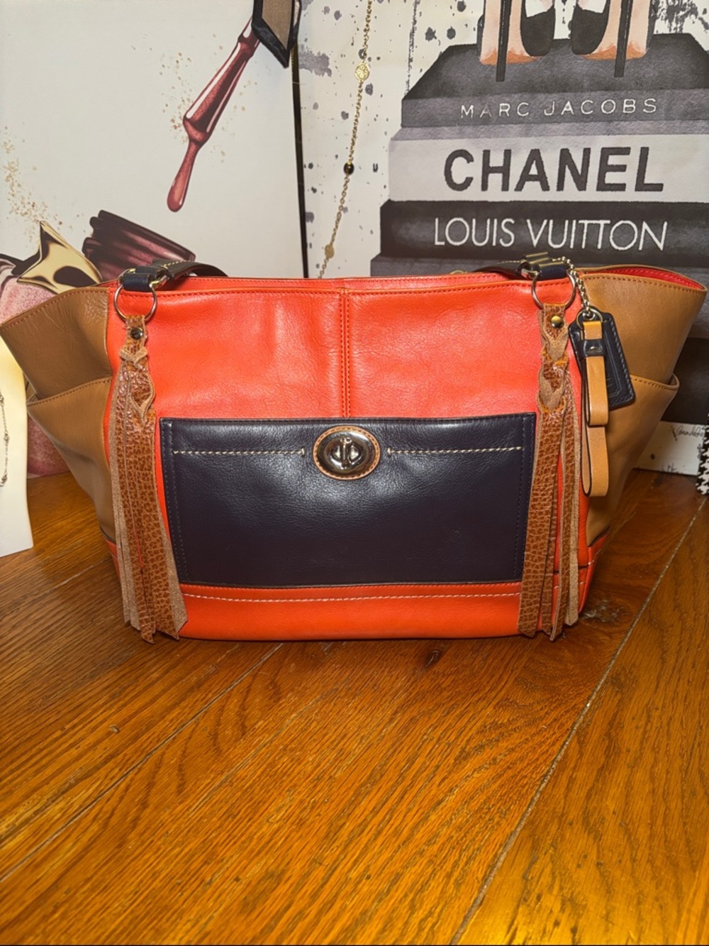 Coach Legacy Leather Colorblock Tote Shoulder Bag F24068